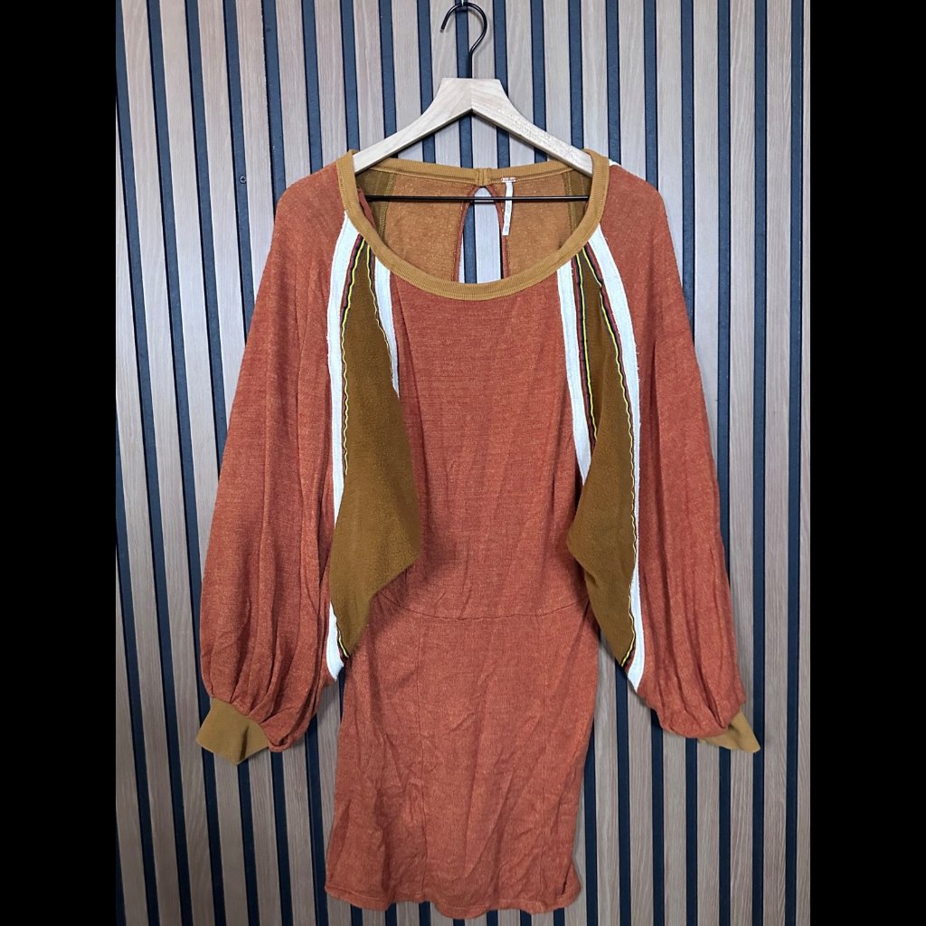 Free People Mini Dress Xs Womens Orange Bunny Slope Fleece Fabric Back Keyhole